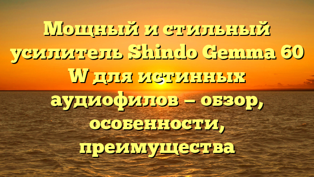 Мощный и стильный усилитель Shindo Gemma 60 W для истинных аудиофилов — обзор, особенности, преимущества