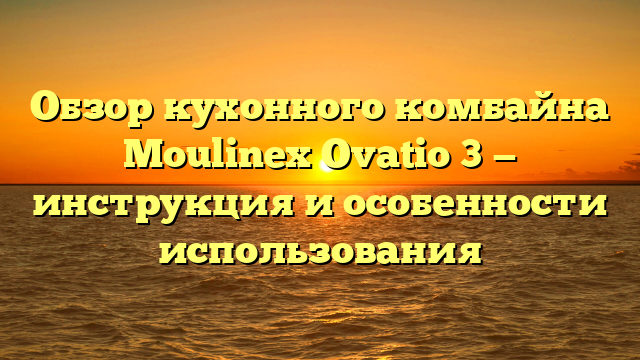 Обзор кухонного комбайна Moulinex Ovatio 3 — инструкция и особенности использования