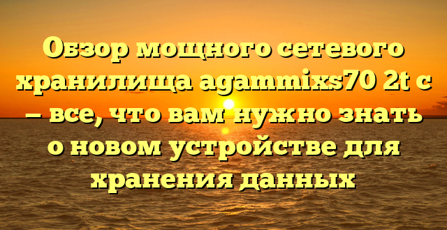 Обзор мощного сетевого хранилища agammixs70 2t c — все, что вам нужно знать о новом устройстве для хранения данных