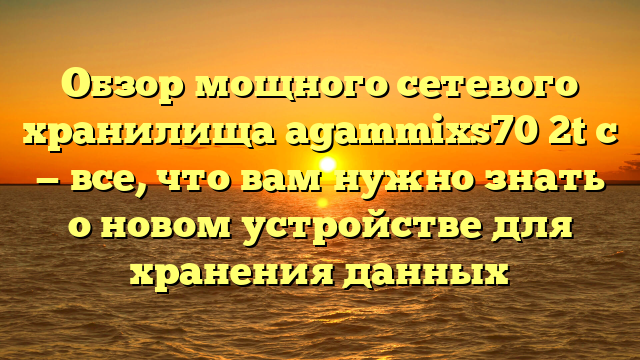 Обзор мощного сетевого хранилища agammixs70 2t c — все, что вам нужно знать о новом устройстве для хранения данных