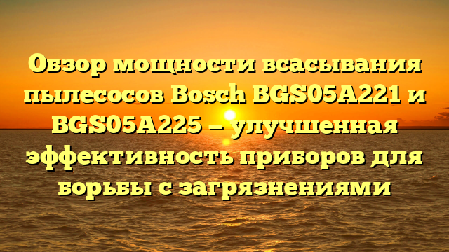 Обзор мощности всасывания пылесосов Bosch BGS05A221 и BGS05A225 — улучшенная эффективность приборов для борьбы с загрязнениями