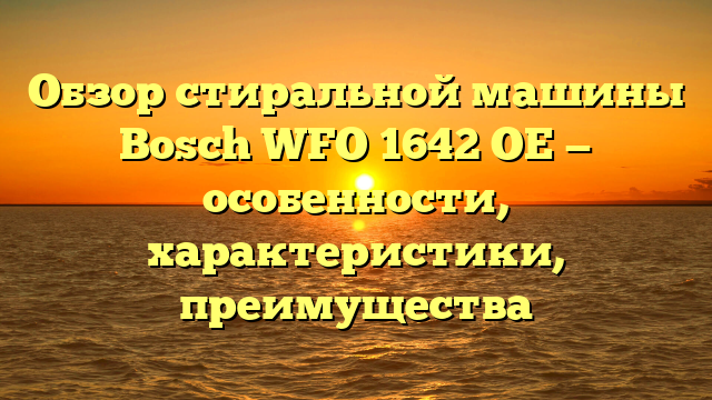 Обзор стиральной машины Bosch WFO 1642 OE — особенности, характеристики, преимущества