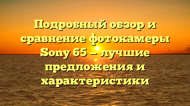 Подробный обзор и сравнение фотокамеры Sony 65 — лучшие предложения и характеристики