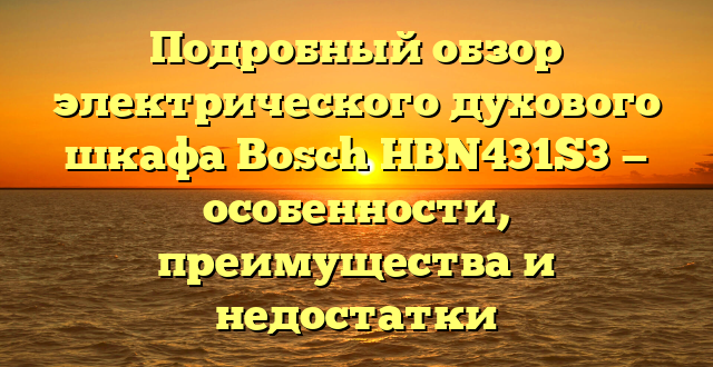 Подробный обзор электрического духового шкафа Bosch HBN431S3 — особенности, преимущества и недостатки